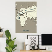 Red Knot Migration Map - Minimalistische  Vogel Poster (Thuiskantoor)