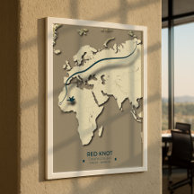 Red Knot Migration Map - Minimalistische  Vogel