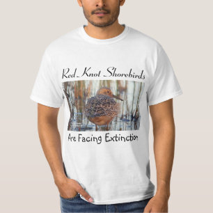 Red Knot Shorebird Face Extinction by RoseWrites T-shirt
