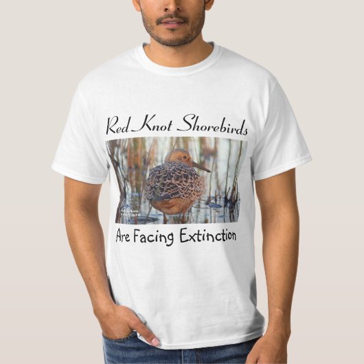 Red Knot Shorebird Face Extinction by RoseWrites T-shirt (Voorkant)