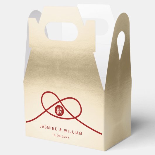 Red Knot Union Double Happiness Chinese Wedding Bedankdoosjes (Geopend)