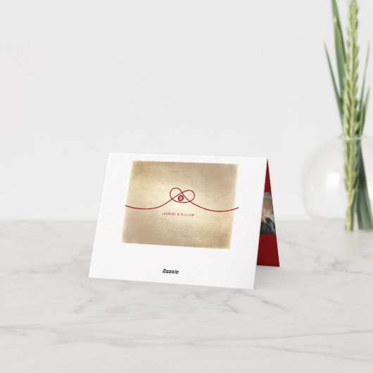 Red Knot Union Double Happiness Chinese Wedding Bedankkaart (Achterkant)