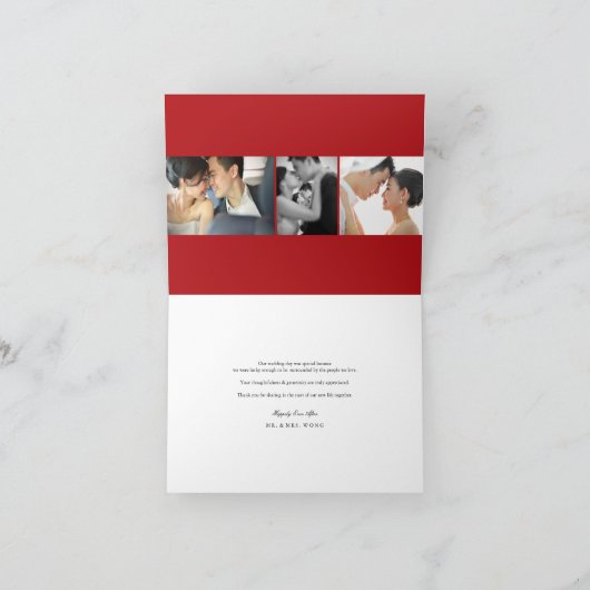 Red Knot Union Double Happiness Chinese Wedding Bedankkaart (Binnen)