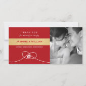 Red Knot Union Double Happiness Chinese Wedding Bedankkaart (Voorkant)