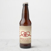 Red Knot Union Double Happiness Chinese Wedding Bier Etiket (Voorkant)