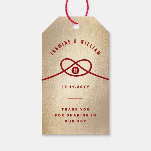 Red Knot Union Double Happiness Chinese Wedding Cadeaulabel (Voorkant)