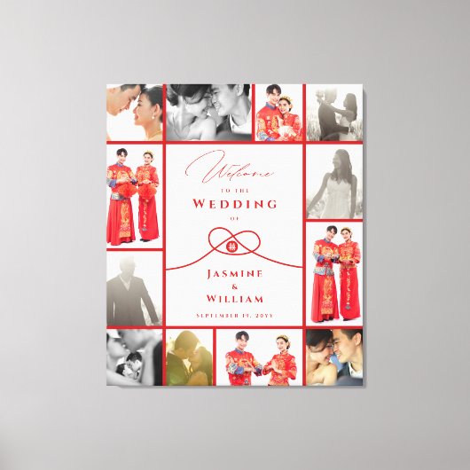 Red Knot Union Double Happiness Chinese Wedding Canvas Afdruk (Voorkant)