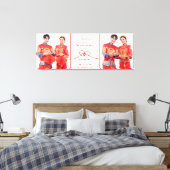 Red Knot Union Double Happiness Chinese Wedding Canvas Afdruk (Insitu (Slaapkamer))