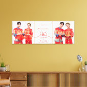 Red Knot Union Double Happiness Chinese Wedding Canvas Afdruk (Insitu (Woonkamer))