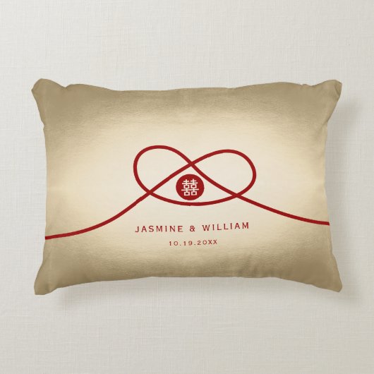 Red Knot Union Double Happiness Chinese Wedding Decoratief Kussen (Voorkant)