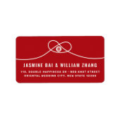 Red Knot Union Double Happiness Chinese Wedding Etiket (Voorkant)