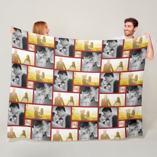 Red Knot Union Double Happiness Chinese Wedding Fleece Deken (In situ)