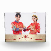 Red Knot Union Double Happiness Chinese Wedding Fotoblokken (Voorkant)