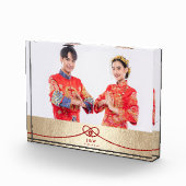 Red Knot Union Double Happiness Chinese Wedding Fotoblokken (Rechts)