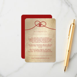 Red Knot Union Double Happiness Chinese Wedding Informatiekaartje