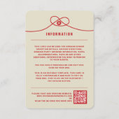Red Knot Union Double Happiness Chinese Wedding Informatiekaartje (Voorkant)