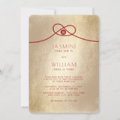 Red Knot Union Double Happiness Chinese Wedding Kaart (Voorkant)