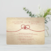 Red Knot Union Double Happiness Chinese Wedding Kaart (Staand voorkant)
