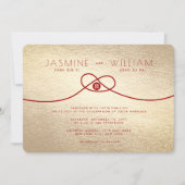 Red Knot Union Double Happiness Chinese Wedding Kaart (Voorkant)