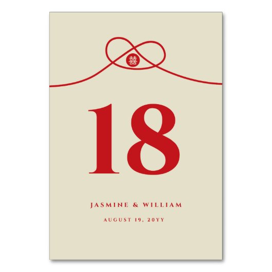 Red Knot Union Double Happiness Chinese Wedding Kaart (Voorkant)