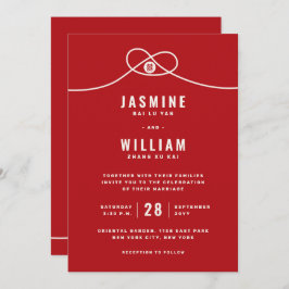 Red Knot Union Double Happiness Chinese Wedding Kaart