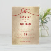 Red Knot Union Double Happiness Chinese Wedding Kaart (Staand voorkant)