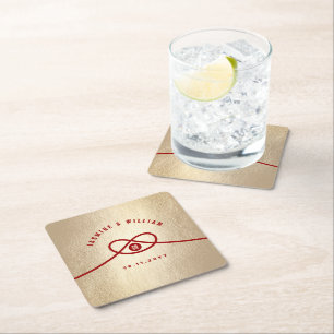 Red Knot Union Double Happiness Chinese Wedding Kartonnen Onderzetters
