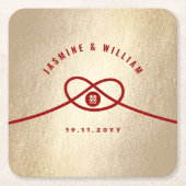 Red Knot Union Double Happiness Chinese Wedding Kartonnen Onderzetters (Voorkant)