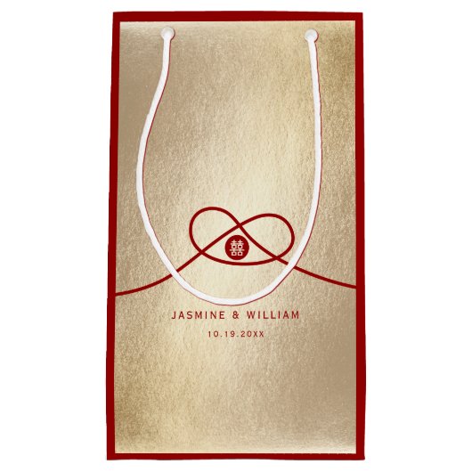 Red Knot Union Double Happiness Chinese Wedding Klein Cadeauzakje (Voorkant)