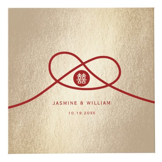 Red Knot Union Double Happiness Chinese Wedding Kubus (Voorkant)