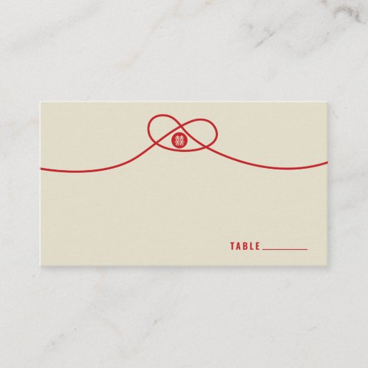 Red Knot Union Double Happiness Chinese Wedding Plaatskaartje (Voorkant)