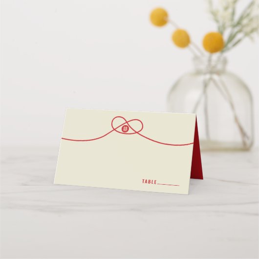 Red Knot Union Double Happiness Chinese Wedding Plaatskaartje (Voorkant)