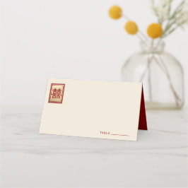 Red Knot Union Double Happiness Chinese Wedding Plaatskaartje