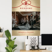 Red Knot Union Double Happiness Chinese Wedding Poster (Thuiskantoor)