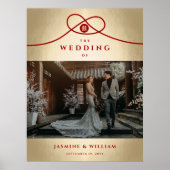 Red Knot Union Double Happiness Chinese Wedding Poster (Voorkant)