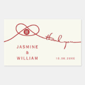 Red Knot Union Double Happiness Chinese Wedding Rechthoekige Sticker (Voorkant)