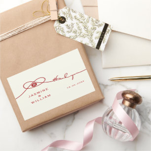 Red Knot Union Double Happiness Chinese Wedding Rechthoekige Sticker