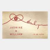 Red Knot Union Double Happiness Chinese Wedding Rechthoekige Sticker (Voorkant)