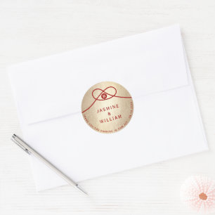 Red Knot Union Double Happiness Chinese Wedding Ronde Sticker