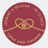Red Knot Union Double Happiness Chinese Wedding Ronde Sticker (Voorkant)