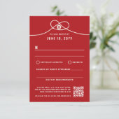 Red Knot Union Double Happiness Chinese Wedding RSVP Kaartje (Staand voorkant)