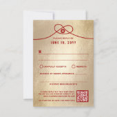 Red Knot Union Double Happiness Chinese Wedding RSVP Kaartje (Voorkant)