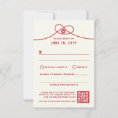 Red Knot Union Double Happiness Chinese Wedding RSVP Kaartje (Voorkant)