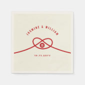 Red Knot Union Double Happiness Chinese Wedding Servet (Voorkant)