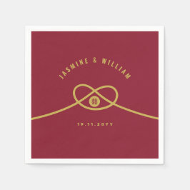 Red Knot Union Double Happiness Chinese Wedding Servetten