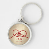 Red Knot Union Double Happiness Chinese Wedding Sleutelhanger (Voorkant)