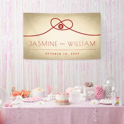 Red Knot Union Double Happiness Chinese Wedding Spandoek (Feest)