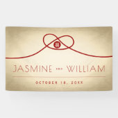 Red Knot Union Double Happiness Chinese Wedding Spandoek (Horizontaal)