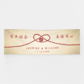 Red Knot Union Double Happiness Chinese Wedding Spandoek (Horizontaal)