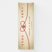 Red Knot Union Double Happiness Chinese Wedding Spandoek (Verticaal)